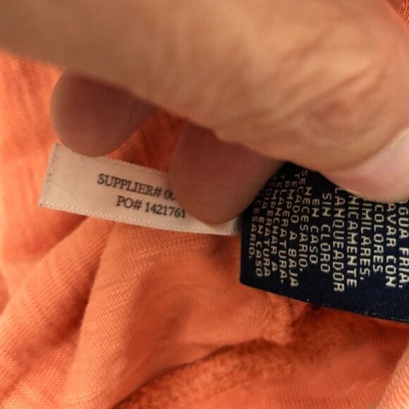 Chaps Denim Womens Blouse Medium Coral 3/4 Sleeve Embroidered Eyelet Floral Boho - Picture 10 of 13